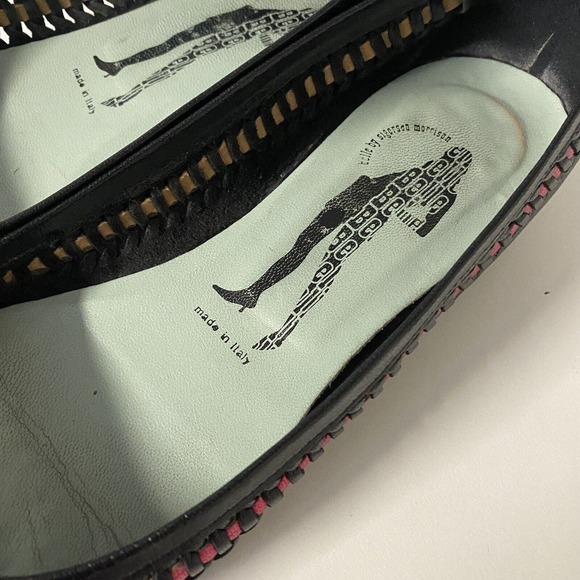 Belle Sigerson Morrison Ballet Flat Black Leather Woven Weave Point Toe … - Picture 5 of 11